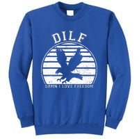 Dilf Damn I Love Freedom Eagle Funny Patriotic Tall Sweatshirt