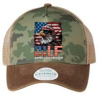 Dilf Damn I Love Freedom Eagle Funny Patriotic 4th Of July Legacy Tie Dye Trucker Hat