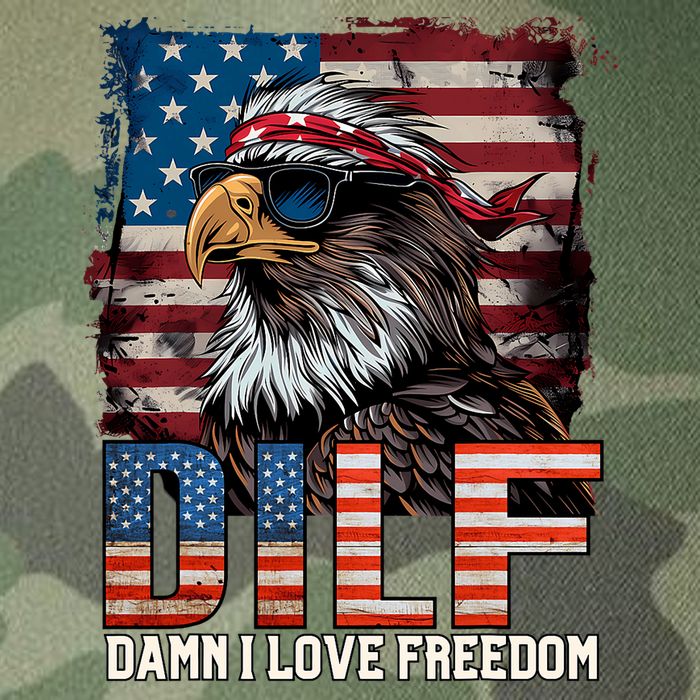 Dilf Damn I Love Freedom Eagle Funny Patriotic 4th Of July Legacy Tie Dye Trucker Hat