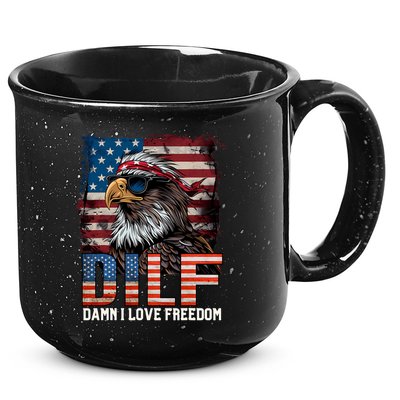 Dilf Damn I Love Freedom Eagle Funny Patriotic 4th Of July 15oz Campfire Ceramic Mug