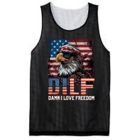 Dilf Damn I Love Freedom Eagle Funny Patriotic 4th Of July Mesh Reversible Basketball Jersey Tank