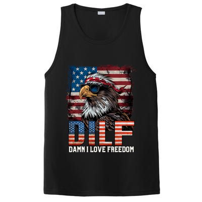 Dilf Damn I Love Freedom Eagle Funny Patriotic 4th Of July PosiCharge Competitor Tank