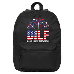 Dilf Damn I Love Fireworks Funny American Patriotic July 4th 16 in Basic Backpack