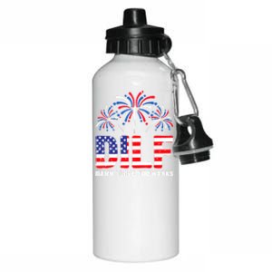 Dilf Damn I Love Fireworks Funny American Patriotic July 4th Aluminum Water Bottle