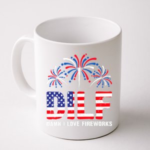 Dilf Damn I Love Fireworks Funny American Patriotic July 4th Coffee Mug