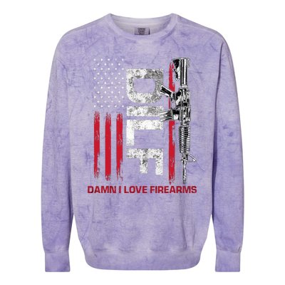 Dilf Damn I Love Firearms Funny Colorblast Crewneck Sweatshirt