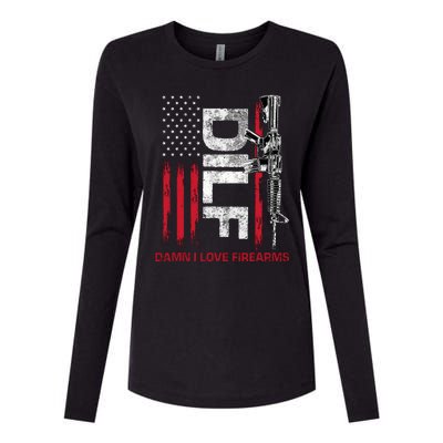 Dilf Damn I Love Firearms Funny Womens Cotton Relaxed Long Sleeve T-Shirt