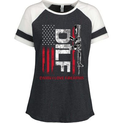 Dilf Damn I Love Firearms Funny Enza Ladies Jersey Colorblock Tee