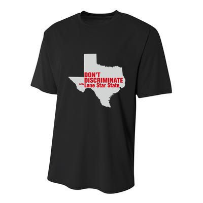 DonT Discriminate In The Lone Star State Youth Performance Sprint T-Shirt