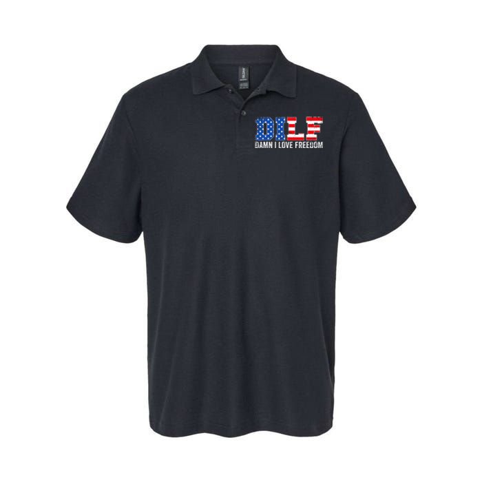 Dilf Damn I Love Freedom Softstyle Adult Sport Polo