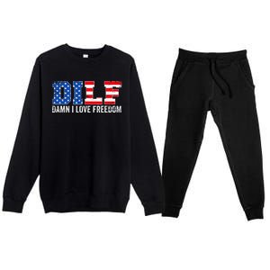 Dilf Damn I Love Freedom Premium Crewneck Sweatsuit Set