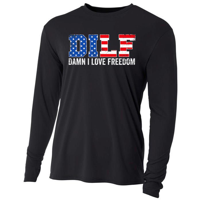 Dilf Damn I Love Freedom Cooling Performance Long Sleeve Crew