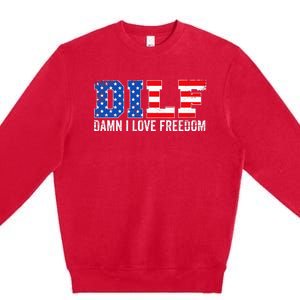 Dilf Damn I Love Freedom Premium Crewneck Sweatshirt