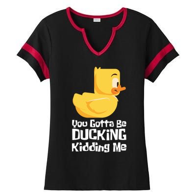 Ducking Ding I Quack Duck Chick Goose Cool Gift Ladies Halftime Notch Neck Tee