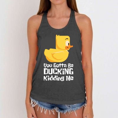 Ducking Ding I Quack Duck Chick Goose Cool Gift Women's Knotted Racerback Tank