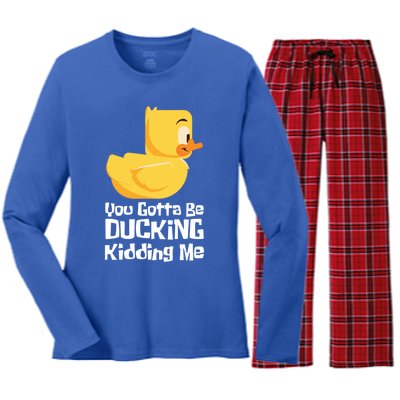 Ducking Ding I Quack Duck Chick Goose Cool Gift Women's Long Sleeve Flannel Pajama Set 