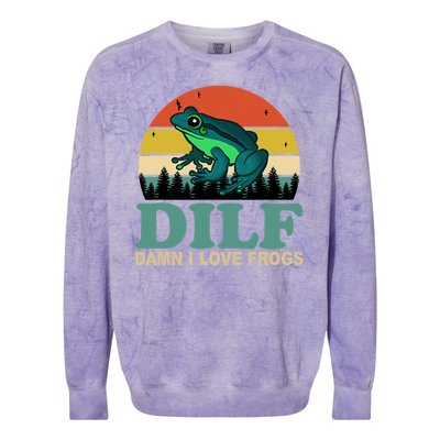 DILF Damn I Love Frogs Colorblast Crewneck Sweatshirt