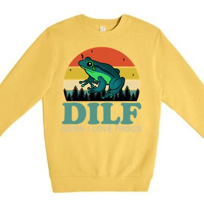 DILF Damn I Love Frogs Premium Crewneck Sweatshirt