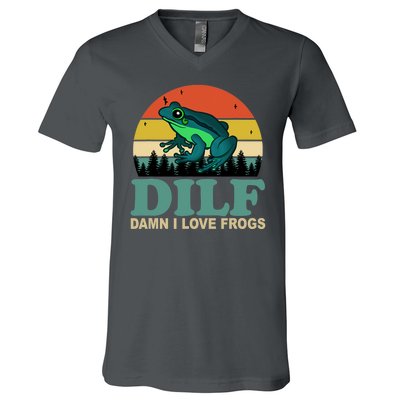 DILF Damn I Love Frogs V-Neck T-Shirt