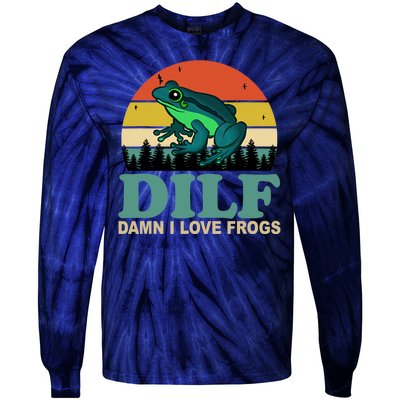 DILF Damn I Love Frogs Tie-Dye Long Sleeve Shirt