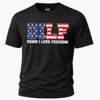DILF Damn I Love Freedom Funny Patriotic 4th Of July Cooling Performance Crew T-Shirt