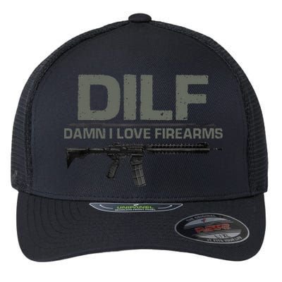 DILF Damn I Love Firearms Funny Flexfit Unipanel Trucker Cap