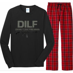 DILF Damn I Love Firearms Funny Long Sleeve Pajama Set