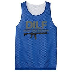 DILF Damn I Love Firearms Funny Mesh Reversible Basketball Jersey Tank