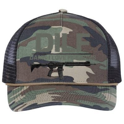 DILF Damn I Love Firearms Funny Retro Rope Trucker Hat Cap