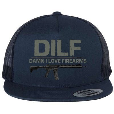 DILF Damn I Love Firearms Funny Flat Bill Trucker Hat