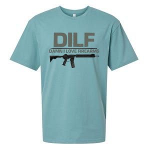 DILF Damn I Love Firearms Funny Sueded Cloud Jersey T-Shirt