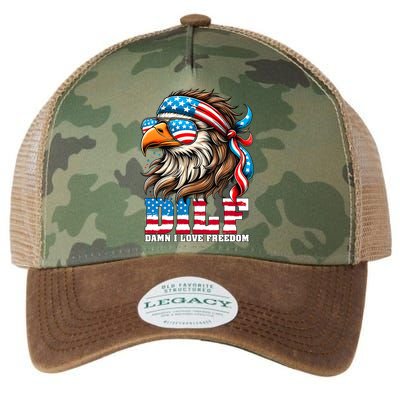 Dilf Damn I Love Freedom Eagle Mullet Funny 4th Of July Legacy Tie Dye Trucker Hat
