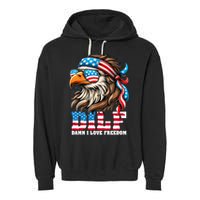 Dilf Damn I Love Freedom Eagle Mullet Funny 4th Of July Garment-Dyed Fleece Hoodie