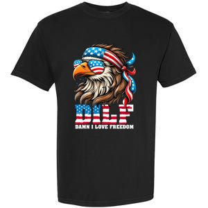 Dilf Damn I Love Freedom Eagle Mullet Funny 4th Of July Garment-Dyed Heavyweight T-Shirt