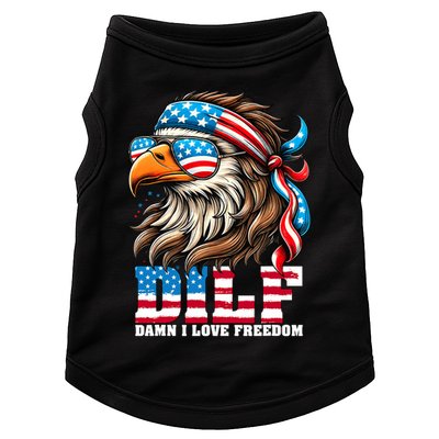 Dilf Damn I Love Freedom Eagle Mullet Funny 4th Of July Doggie Tank