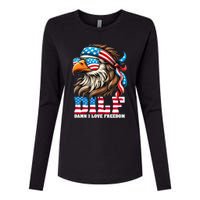 Dilf Damn I Love Freedom Eagle Mullet Funny 4th Of July Womens Cotton Relaxed Long Sleeve T-Shirt