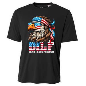 Dilf Damn I Love Freedom Eagle Mullet Funny 4th Of July Cooling Performance Crew T-Shirt