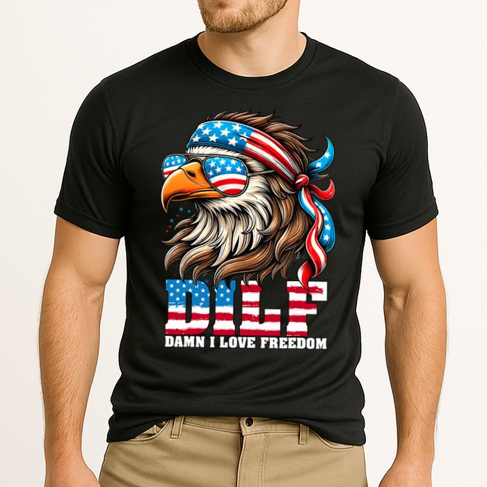 Dilf Damn I Love Freedom Eagle Mullet Funny 4th Of July Performance Shirt