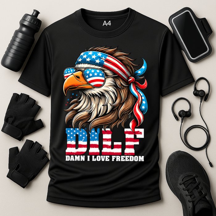 Dilf Damn I Love Freedom Eagle Mullet Funny 4th Of July Performance Shirt