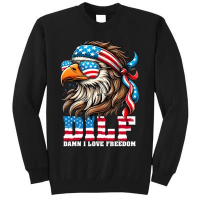 Dilf Damn I Love Freedom Eagle Mullet Funny 4th Of July Sweatshirt