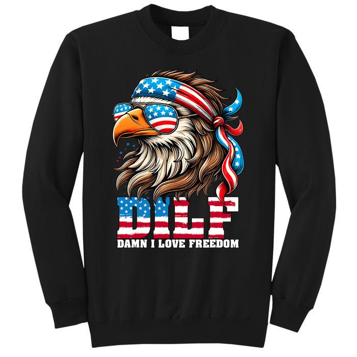 Dilf Damn I Love Freedom Eagle Mullet Funny 4th Of July Sweatshirt