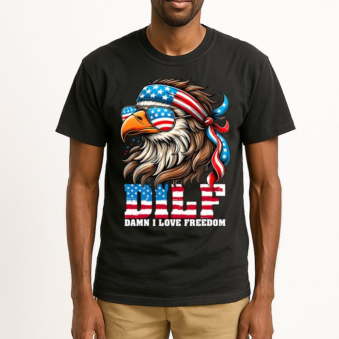 Dilf Damn I Love Freedom Eagle Mullet Funny 4th Of July Tall T-Shirt