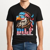 Dilf Damn I Love Freedom Eagle Mullet Funny 4th Of July V-Neck T-Shirt