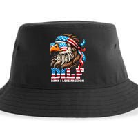 Dilf Damn I Love Freedom Eagle Mullet Funny 4th Of July Sustainable Bucket Hat