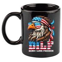 Dilf Damn I Love Freedom Eagle Mullet Funny 4th Of July 11oz C Handle Ceramic Mug