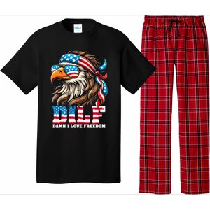 Dilf Damn I Love Freedom Eagle Mullet Funny 4th Of July Pajama Set