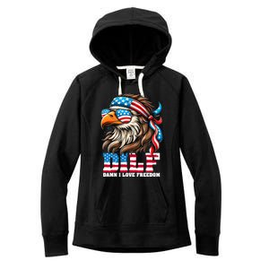 Dilf Damn I Love Freedom Eagle Mullet Funny 4th Of July Women's Fleece Hoodie