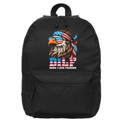 Dilf Damn I Love Freedom Eagle Mullet Funny 4th Of July 16 in Basic Backpack
