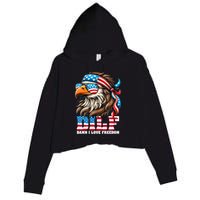 Dilf Damn I Love Freedom Eagle Mullet Funny 4th Of July Crop Fleece Hoodie
