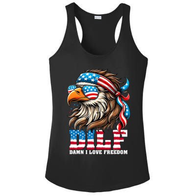 Dilf Damn I Love Freedom Eagle Mullet Funny 4th Of July Ladies PosiCharge Competitor Racerback Tank